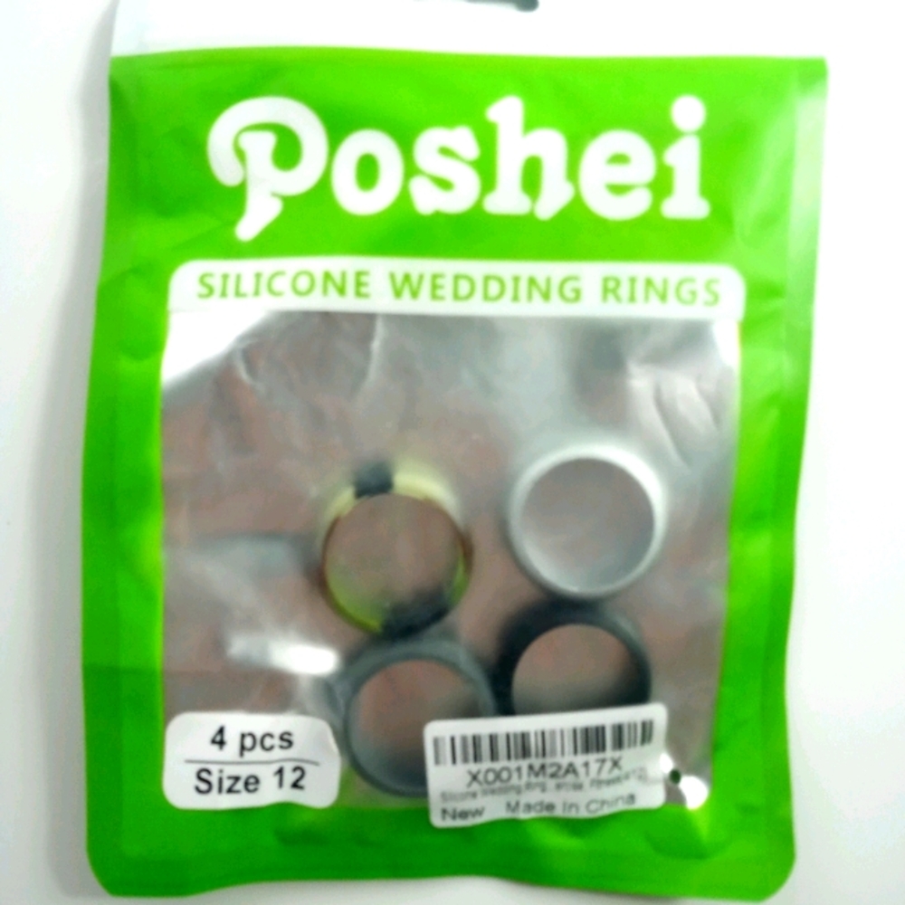 Poshei Silicone Wedding Rings 4Pcs Size 12 Sealed